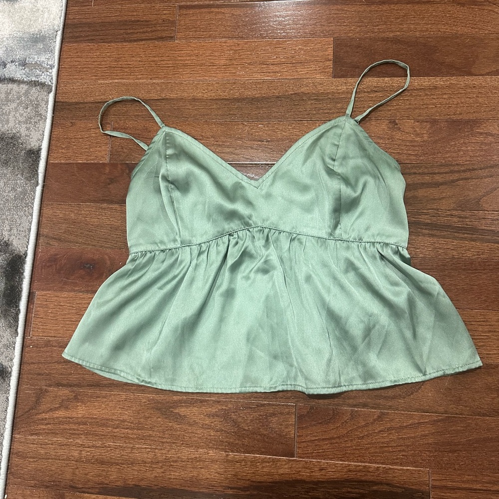 Hollister Green Camisole Bustier Peplum Top